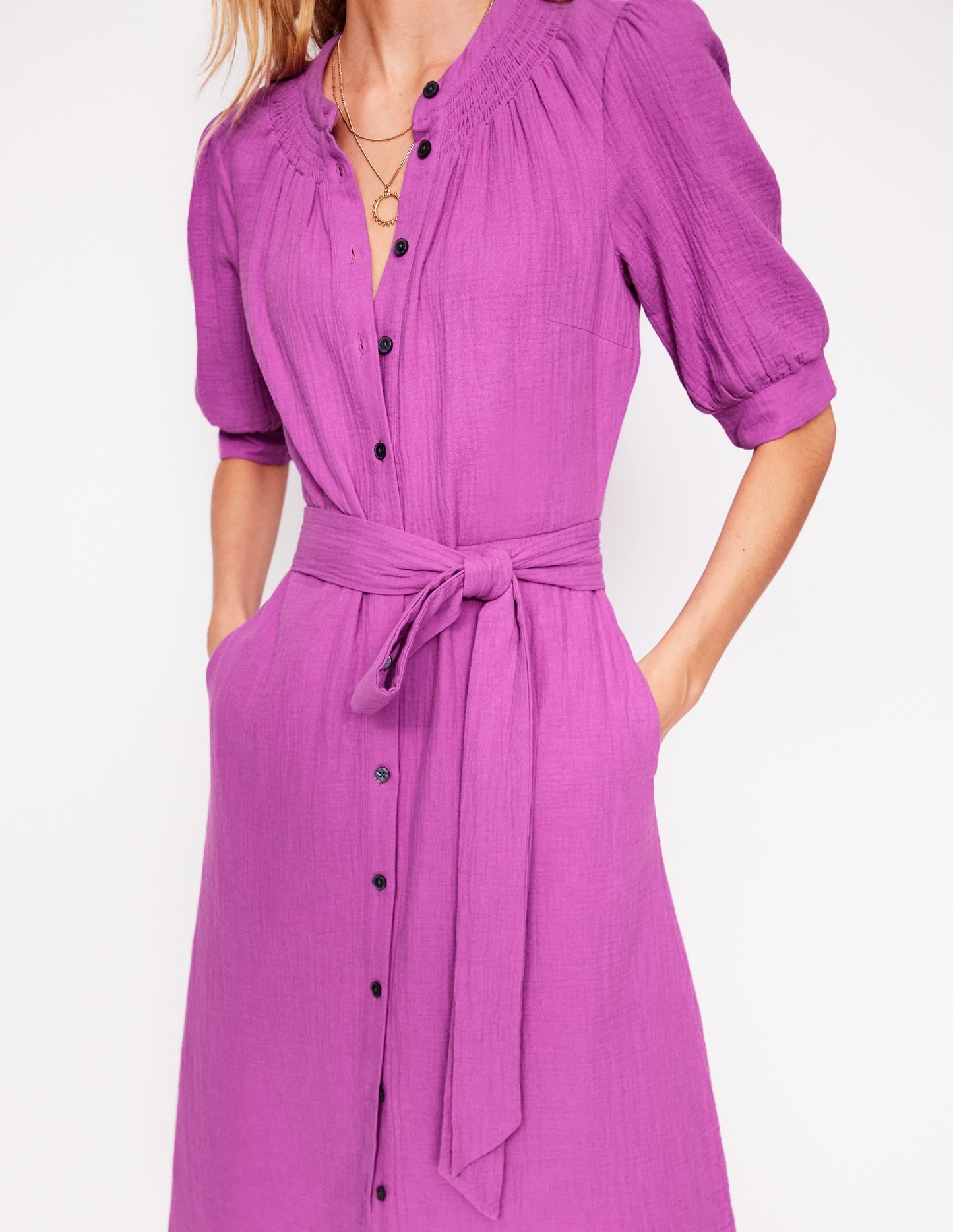 Ada Double Cloth Midi Dress-Foxglove Purple