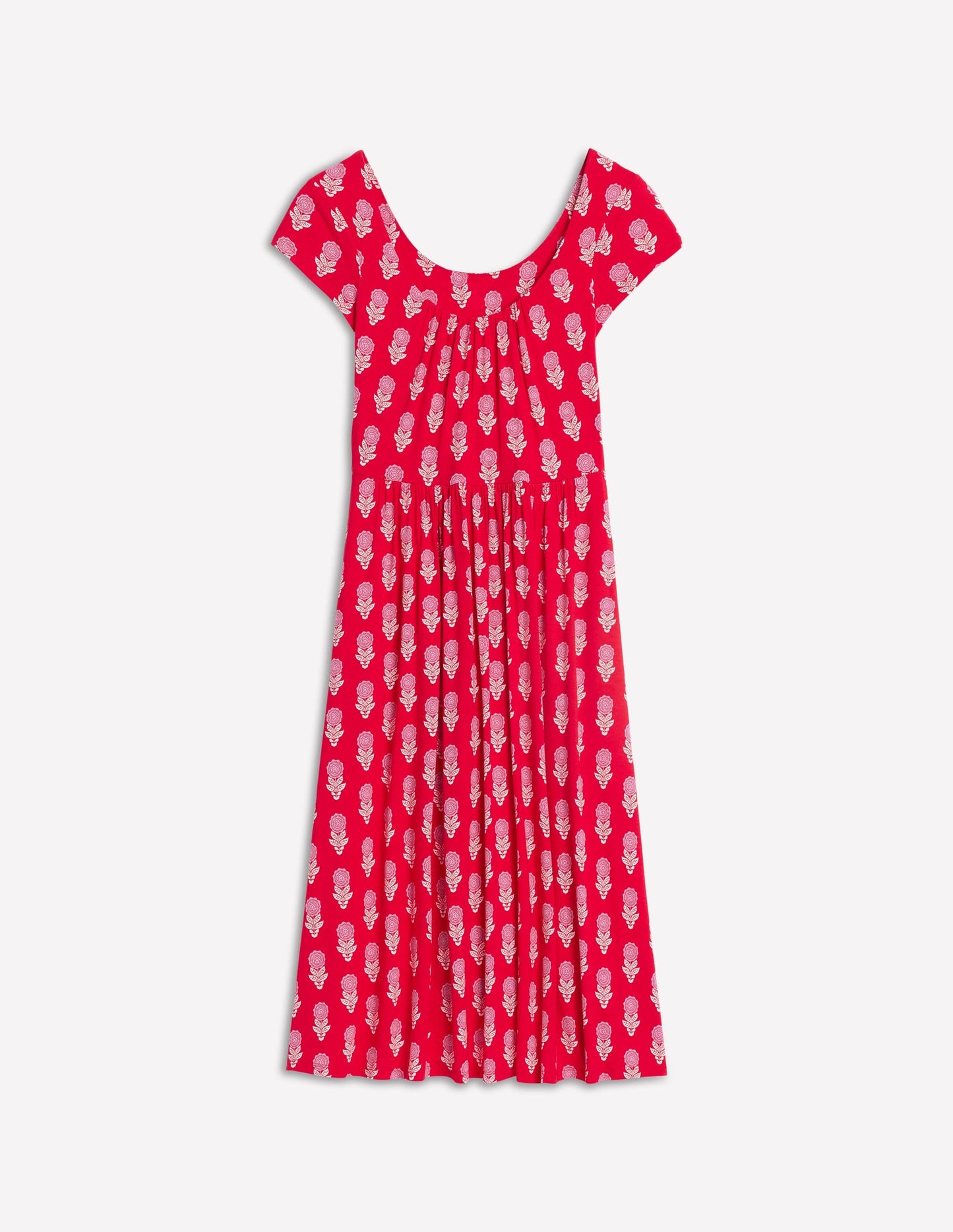 Samantha Scoop Jersey Dress-Poppy Red, Dahlia Sprig