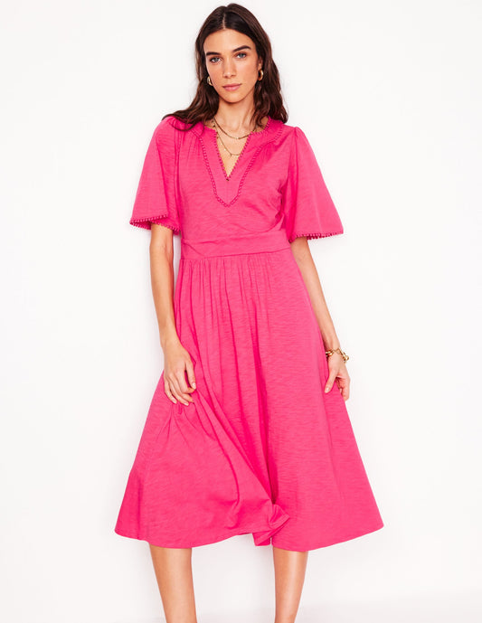 Maddie Trim Jersey Dress-Camelia Pink