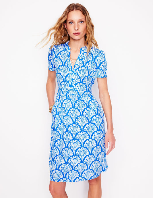Naomi Short Sleeve Dress-Cerulean Blue, Blossomy